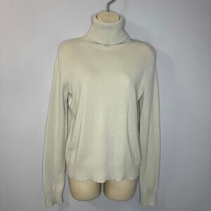 Theory Cashmere Turtleneck Sweater Pullover Lightweight Periwinkle Light Green M